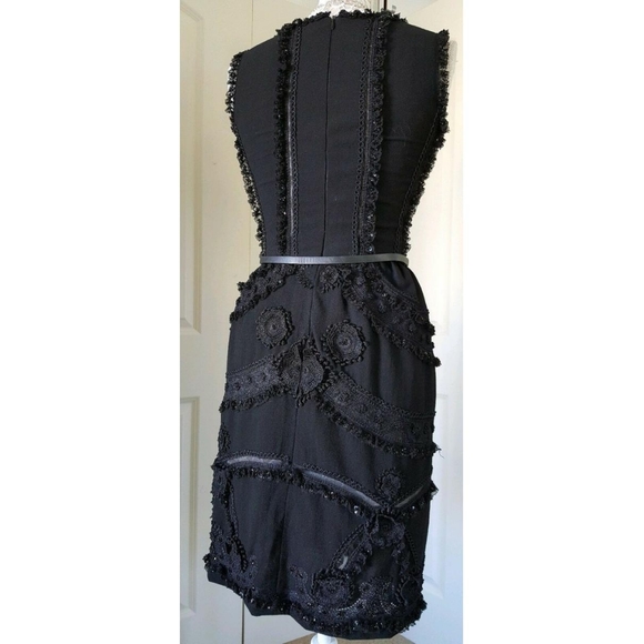 *$5,000 OSCAR DE LA RENTA ADOREABLE EXCLUS. BLACK LACE CROCHET SILK RUNWAY DRESS - Picture 5 of 10